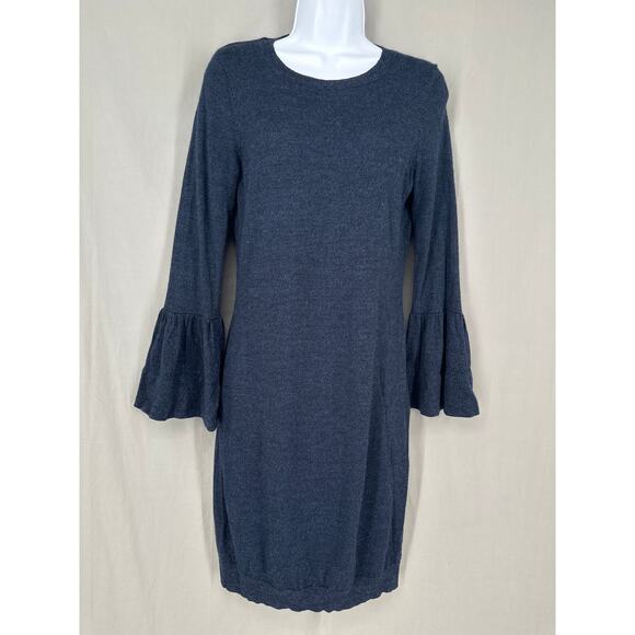Cynthia Rowley Dress Womens Small Navy Blue Merino Wool Knit Knee Length Cozy - Picture 1 of 6